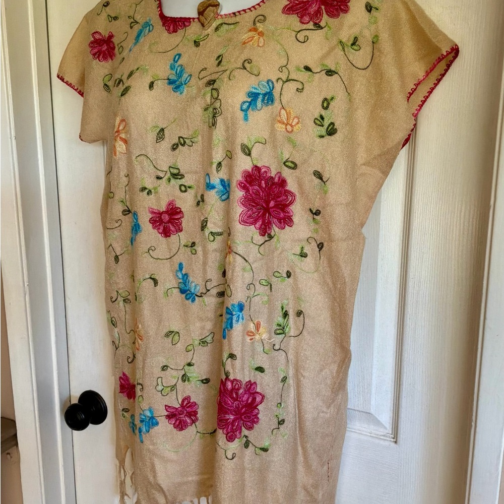 Boho embroidery beach coverup
